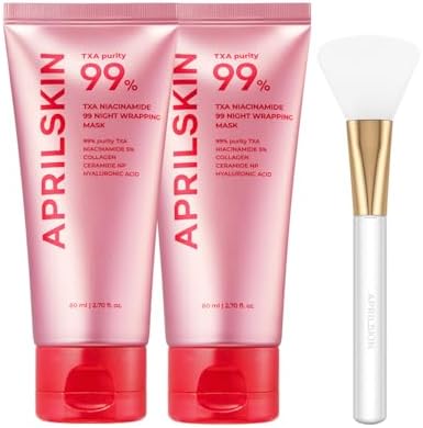 APRILSKIN TXA Niacinamide 99 Overnight Wrapping Mask Duo front view with application brush