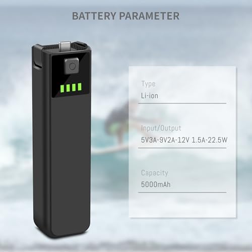 DFTIM external 5000mAh camera battery grip illustrating the fast charging type-C connection port.