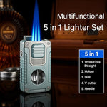 RicecdCAT multi functional lighter with integrated V cutter and punch tool extended.