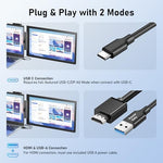 Pornitor dual display laptop screen extender configured in vertical portrait orientation.