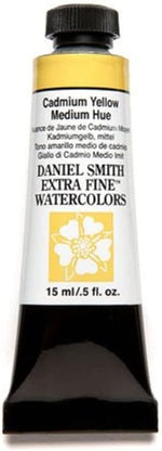 Daniel Smith watercolor paint tube front view showing Cadmium Yellow Medium Hue