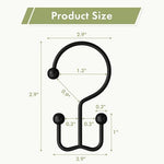 Sleek minimalist double sided shower curtain rings by Amazer in matte black finish