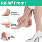 Close up of the adhesive backing on SagaSave heel pads for secure shoe placement.
