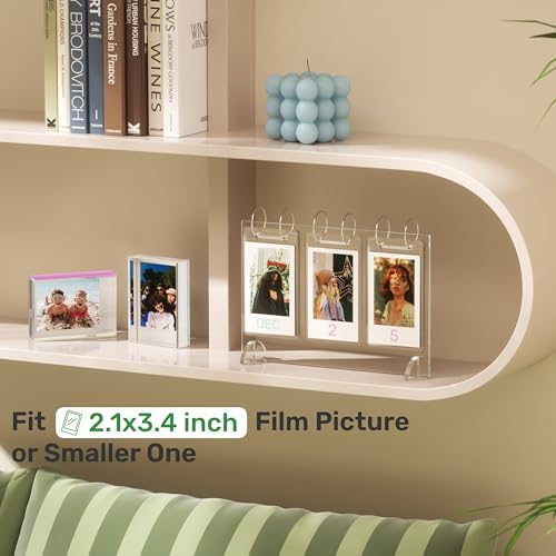 WINKINE tabletop calendar frame showing the flip design with instant photos inside the pockets