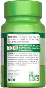 Nature's Truth Vitamin E supplement showing the non-GMO and gluten-free product labels