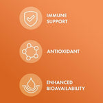 Dr. Mercola high absorption vitamin C supplement fluid alongside an accurate measuring spoon