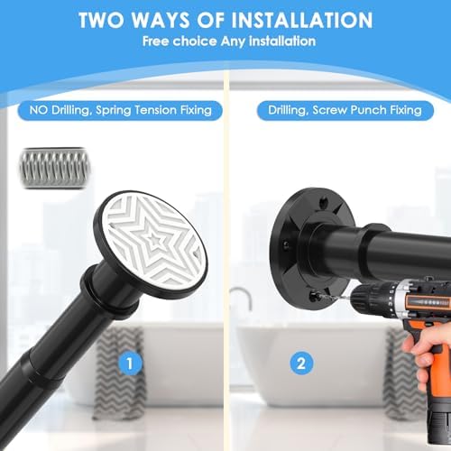 Haryaers tension rod installed on patio for outdoor curtains