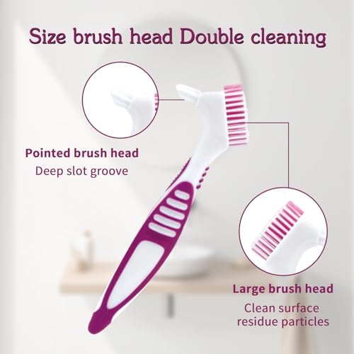 Ergonomic non slip rubber handle of the Ceonam false teeth toothbrush for comfortable grip.