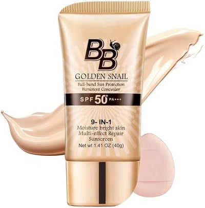 BB Cream Tinted Moisturizer With SPF 50, 9 in 1 BB Cream Sunscreen Protection Concealer, Foundation Full Coverage Tinted Moissturizer for All Skin, Oil-Free, Light (#01 Natural color, with 1 puff) - Image 1