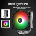 Thermalright 2000 RPM quiet fan highlighting the full spectrum 5 volt ARGB lighting effects and rubber dampening pads.