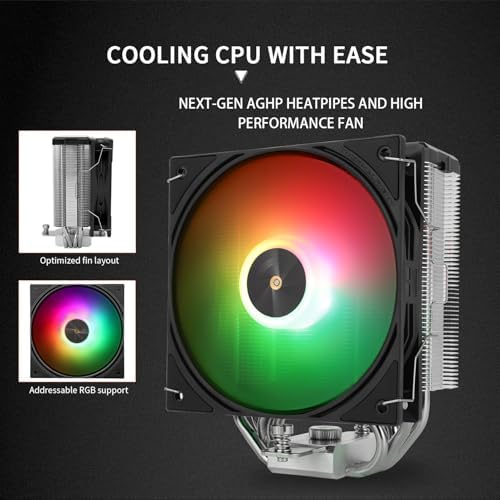 Thermalright 2000 RPM quiet fan highlighting the full spectrum 5 volt ARGB lighting effects and rubber dampening pads.