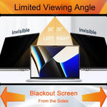 Side profile view showing the privacy filter limiting the viewing angle