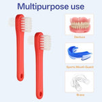 Full collection of forty pieces multi-colored oral appliance cleaning brushes for retainers and partials.
