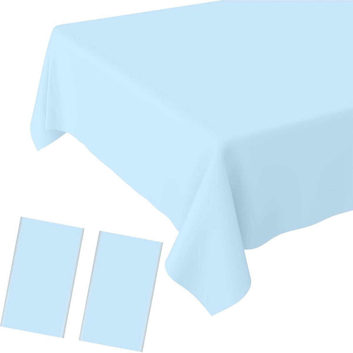 JCTHKUKU 2 pack light blue disposable tablecloths front view