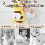 Toddler wearing yellow bee safety head protector backpack