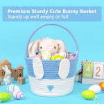 CubesLand cotton rope baskets being used by toddlers during an outdoor holiday hunt.