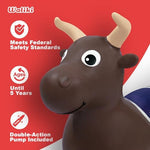 WALIKI Benny the Bull ride-on toy with included double-action inflation hand pump