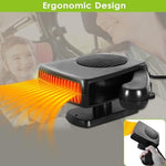 Qidoe dual heating and cooling fan clearing dense condensation from the front windscreen of a vehicle.