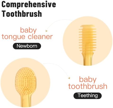 Close up of 9-layer silicone tongue scraper for newborn oral hygiene.