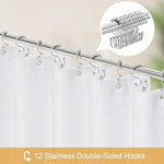 Water droplets gliding off the double layer waterproof fabric shower curtain