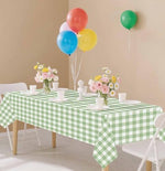 Event table setup with H B Msala gingham tablecloth