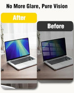 Laptop display comparison with and without Forito anti-glare screen protector