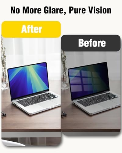 Laptop display comparison with and without Forito anti-glare screen protector