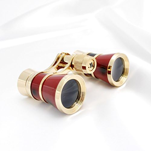 Top view of premium Eschenbach 3x25 magnification opera binoculars demonstrating the elegant 18K gold plating details.