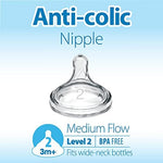 Close up of the medium flow level two silicone teat highlighting the breast like shape.
