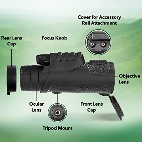 Starscope Monocular G3 high powered telescope emphasizing the premium BAK4 prism optical system and wide field of view.