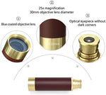 Handheld monocular telescope next to leatherette carrying case