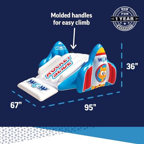 Wow Sports Rocket Slide Inflatable Pool Slide - with Built in Sprayer for Kids and Adults - Portable Pool Slides - Durable Vinyl - Image 3