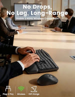 Sablute wave design computer accessories kit viewed from an angled perspective to reveal the front and back adjustable wrist stands.