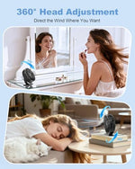 TriPole four point five inch mini fan plugged into a laptop using its long USB power cable.