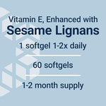 Back label view of Life Extension Gamma E Mixed Tocopherols supplement with usage directions.