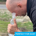 Compact eyewash solution for landscaping and outdoor athletic eye safety