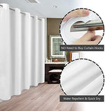 Close up view of the built in rings on the white microfiber shower liner