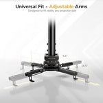 Close up of 360 degree rotating projector mount joint