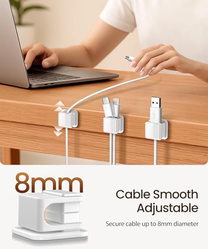 GolbinBox 8mm adhesive cord clips mounted on a wall displaying strong magnetic cable management capabilities