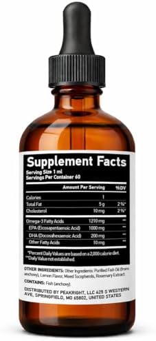 Peakright Pure EPA 1000 mg lemon flavored fish oil liquid supplement