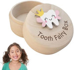 Side profile of cute carved wooden tooth fairy holder