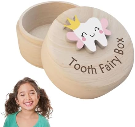 Side profile of cute carved wooden tooth fairy holder