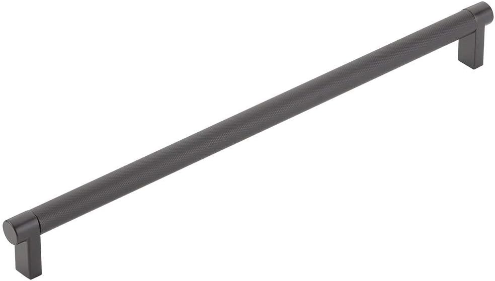 His Co Emtek Select Knurled Cabinet Pull front view of the 12 inch bar handle.