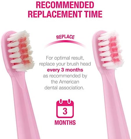 Side angle view of the food grade plastic pink replacement heads for Vekkia sonic power toothbrushes.
