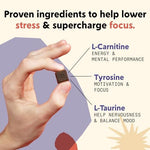Close up of Pym Health vegan focus supplement
