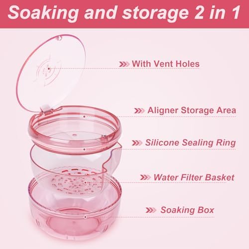 Netceem denture bath cup with internal strainer basket