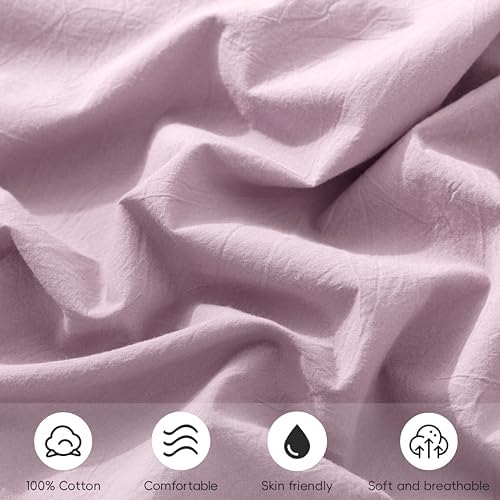 Laundering and care view of the durable pre-shrunk MooMee washed cotton sheet.