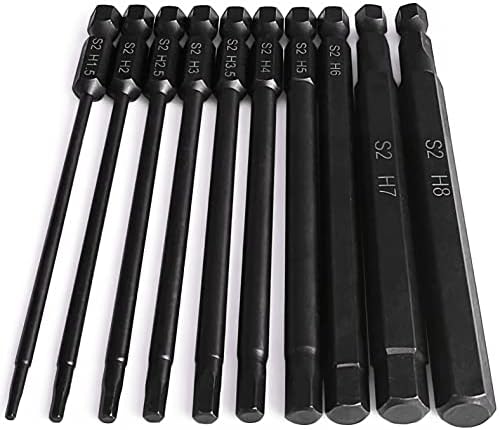 PTSLKHN 100mm Extended Allen Wrench Drill Set, 10pc Metric Hex Impact Driver Bits, Magnetic Hex Drill Set - Image 2
