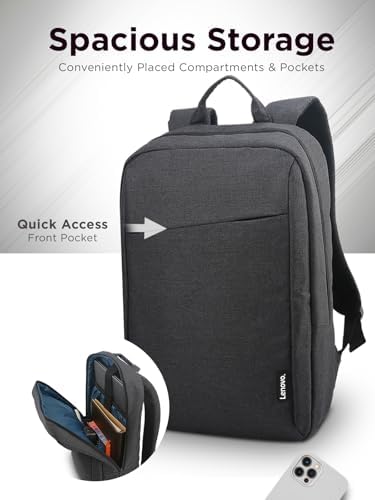 Lenovo B210 sleek travel backpack showing adjustable ergonomic shoulder straps and quilted back panel
