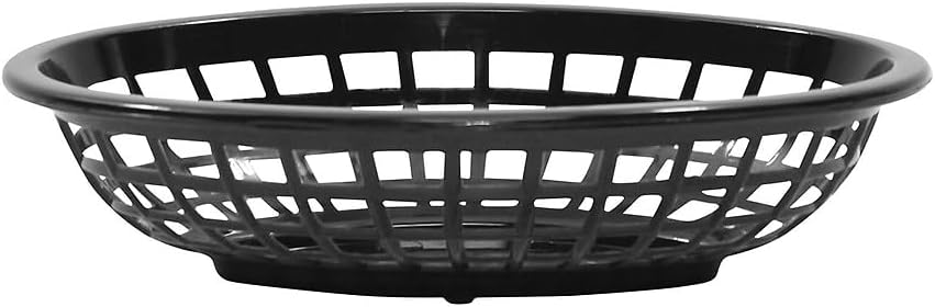Tablecraft black polyethylene oval side order basket front view restaurant serveware